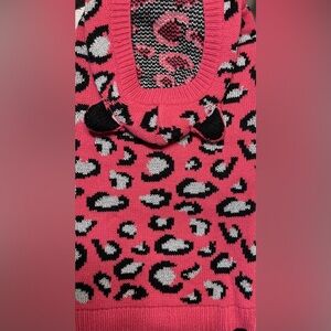 Leopard Print Pink Dog Sweater Lg